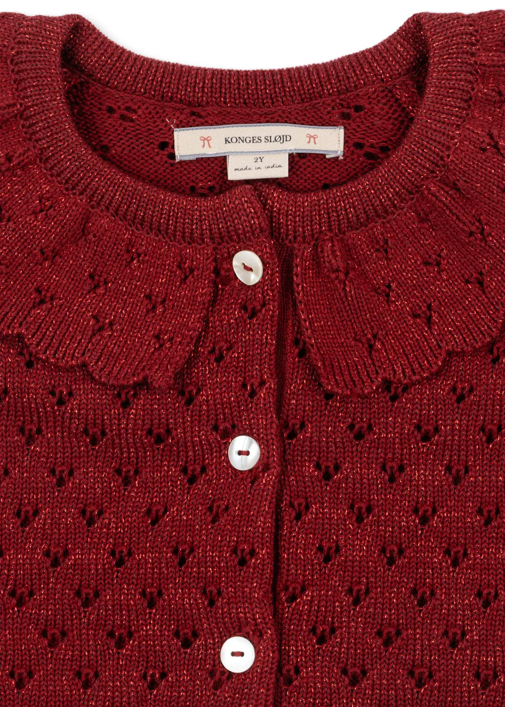 Konges Sløjd Holiday cardigan Red Dahlia glitterkatoen