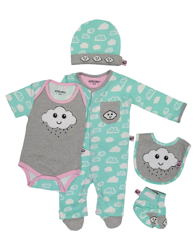 4PRESIDENT Baby Giftset Clouds cadeauset 5-delig katoen