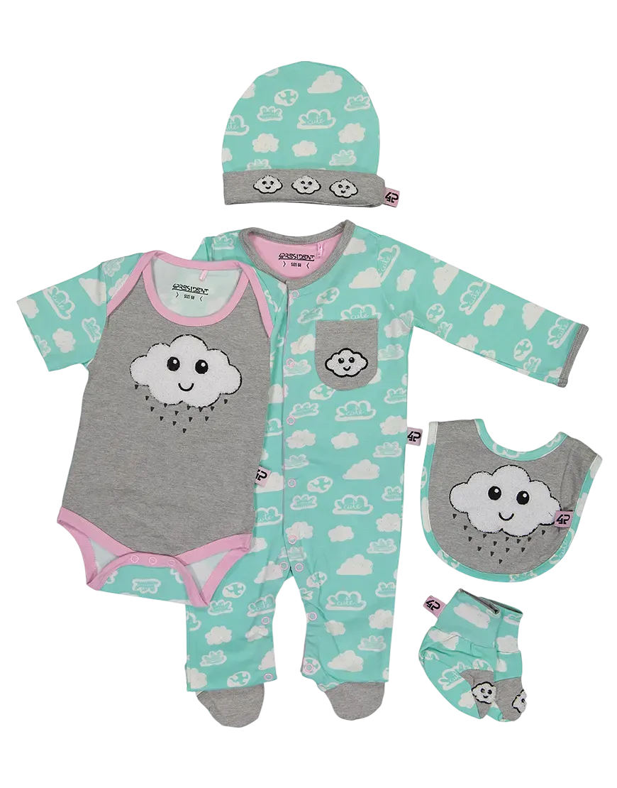 4PRESIDENT Baby Giftset Clouds cadeauset 5-delig katoen