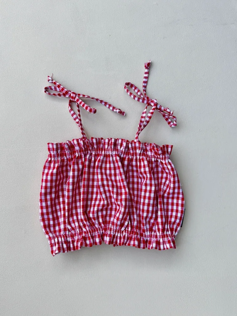 Louloúdi Gingham ruffle top katoen ruit 74/80