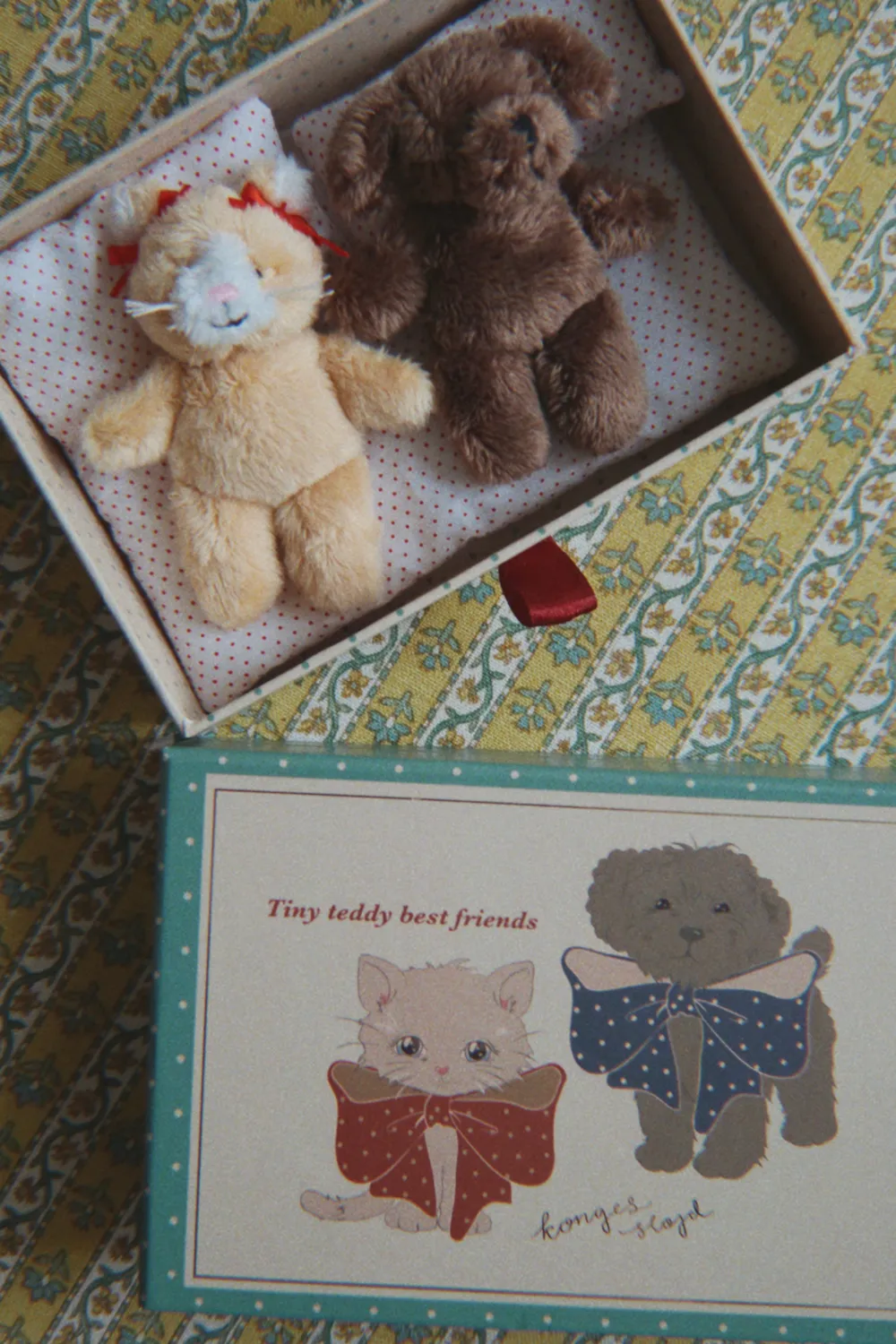 Konges Sløjd Tiny Teddy knuffelset green stripe 2-delig