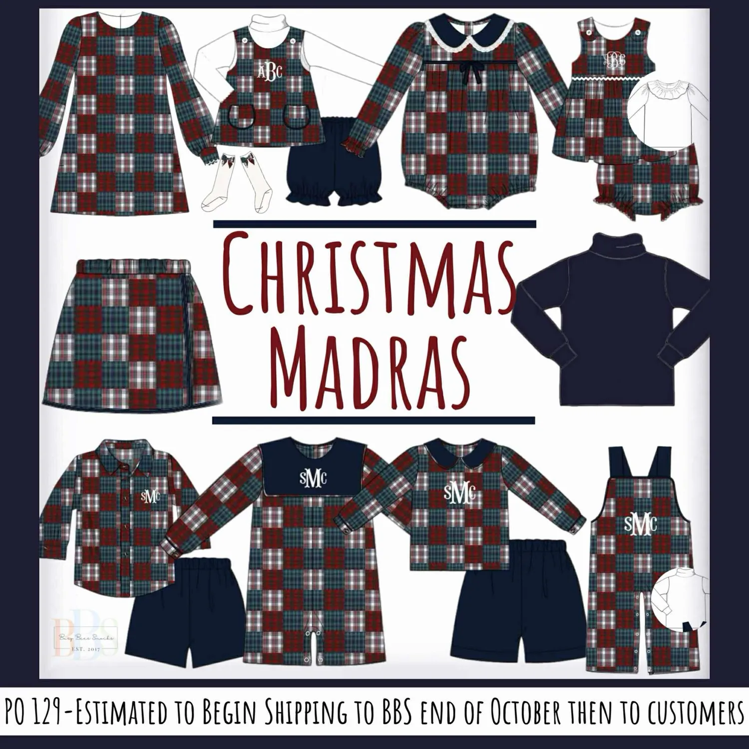 Busy Bee Smocks Christmas Madras meisjes sokken M strik