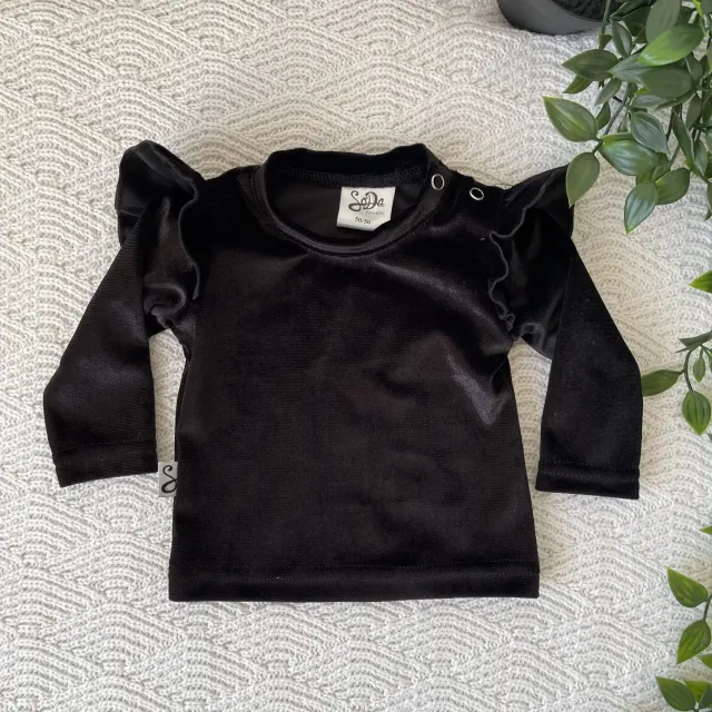 SODA FASHION Ruffle Velvet shirt zwart fluweel