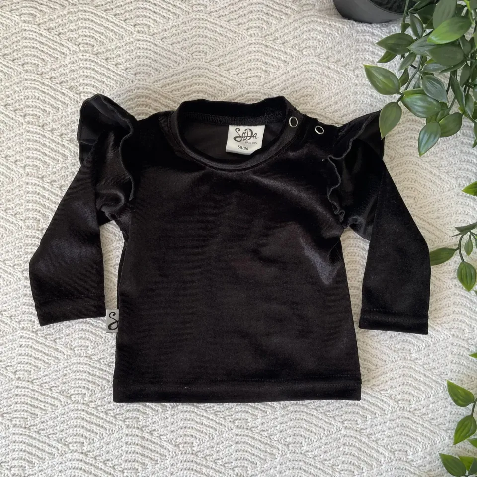 SODA FASHION Ruffle Velvet shirt zwart fluweel