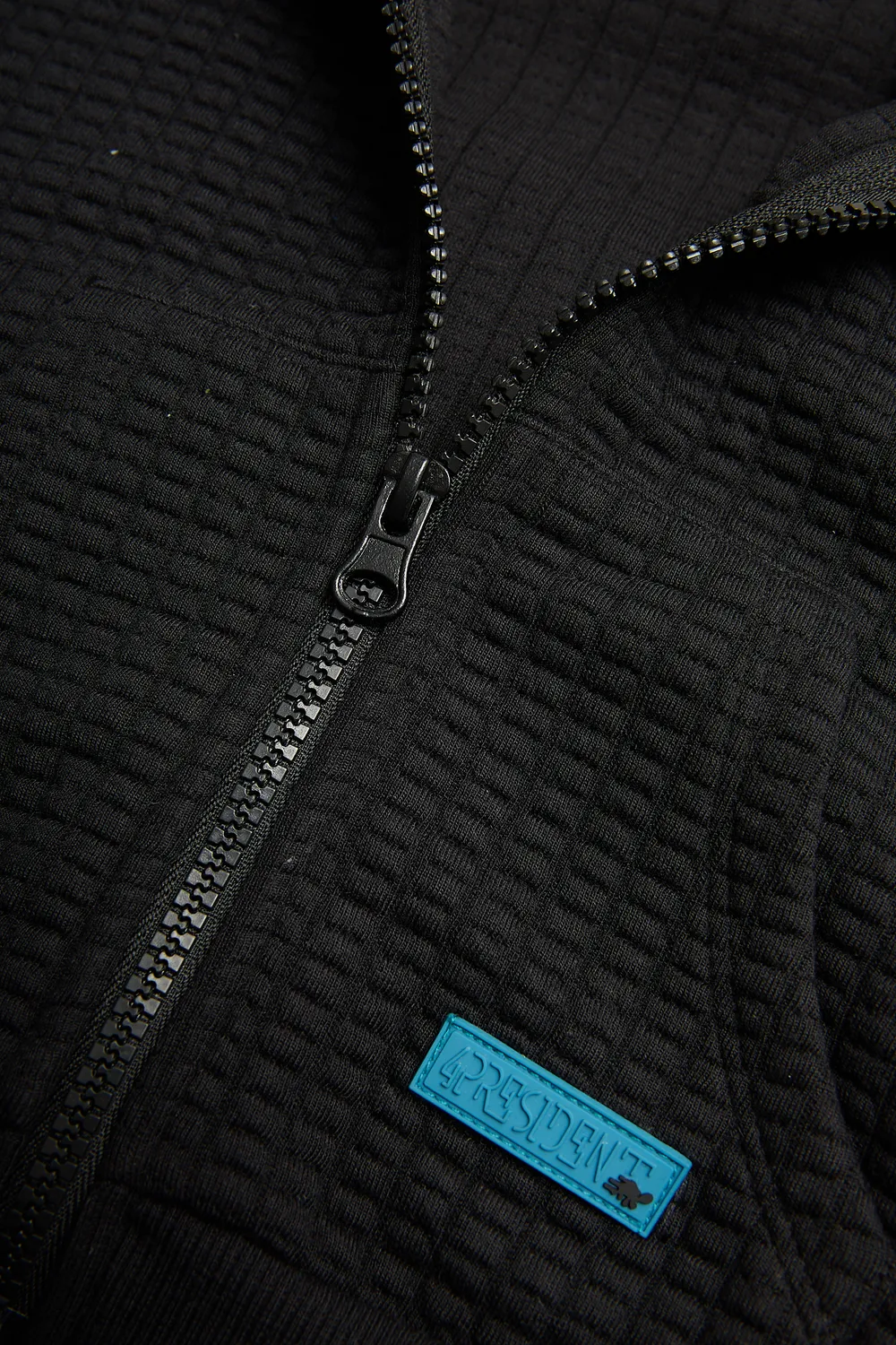 4PRESIDENT Bart hoodie black met rits wafelstof