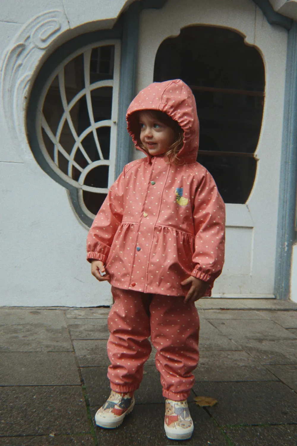 Konges Sløjd Rainy Palme regenjas fleece coeur feathers