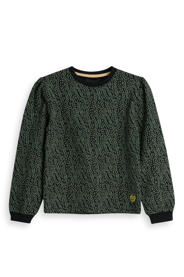 4President Anna Black sweater meisjes bladerenprint