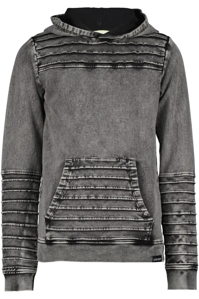 4President Tarik Hoodie jongens zwart acid wash katoen