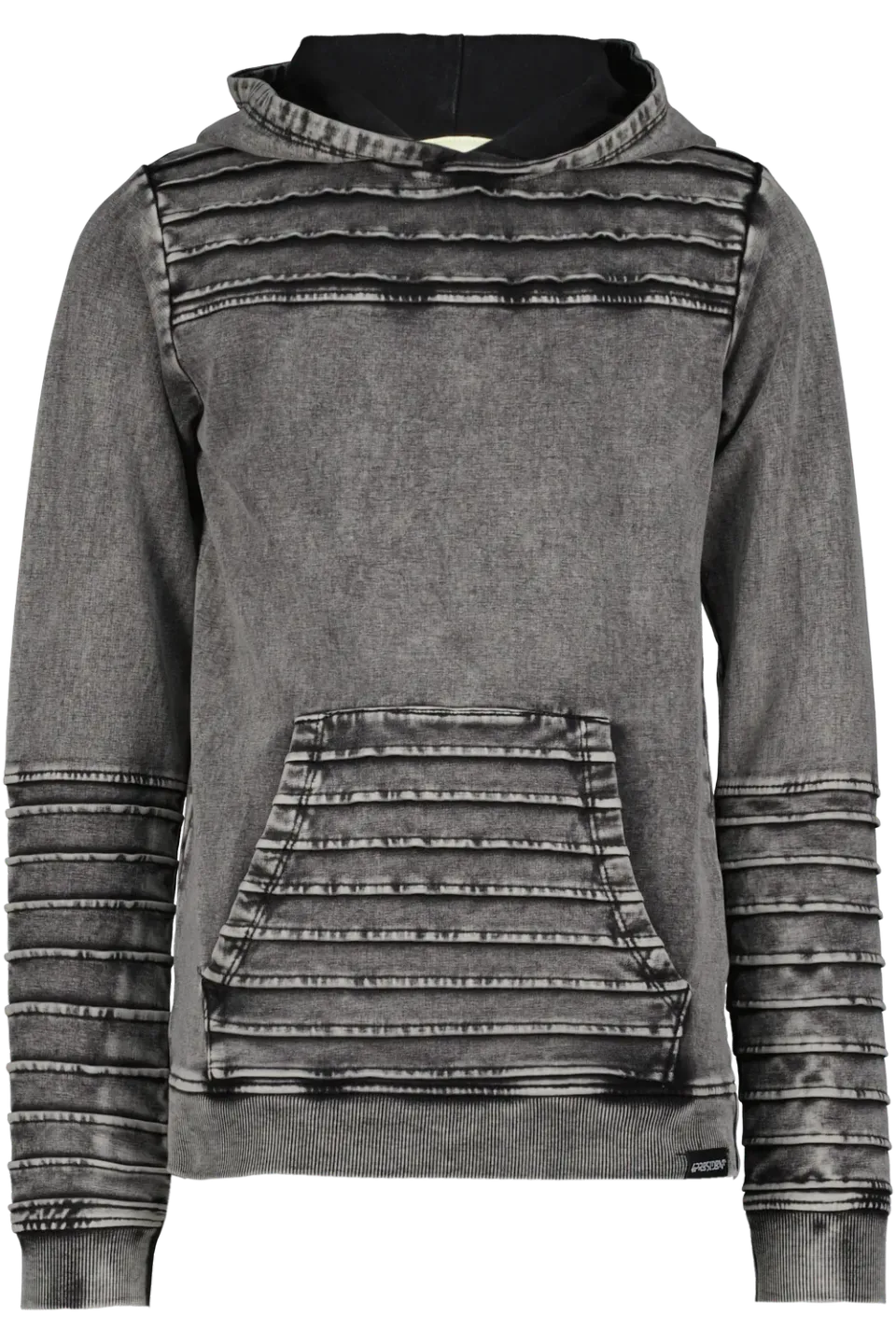 4President Tarik Hoodie jongens zwart acid wash katoen