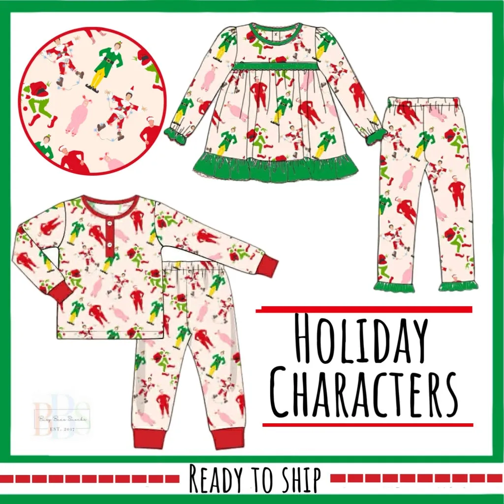 Busy Bee Smocks Holiday Characters loungeset kerst meisjes