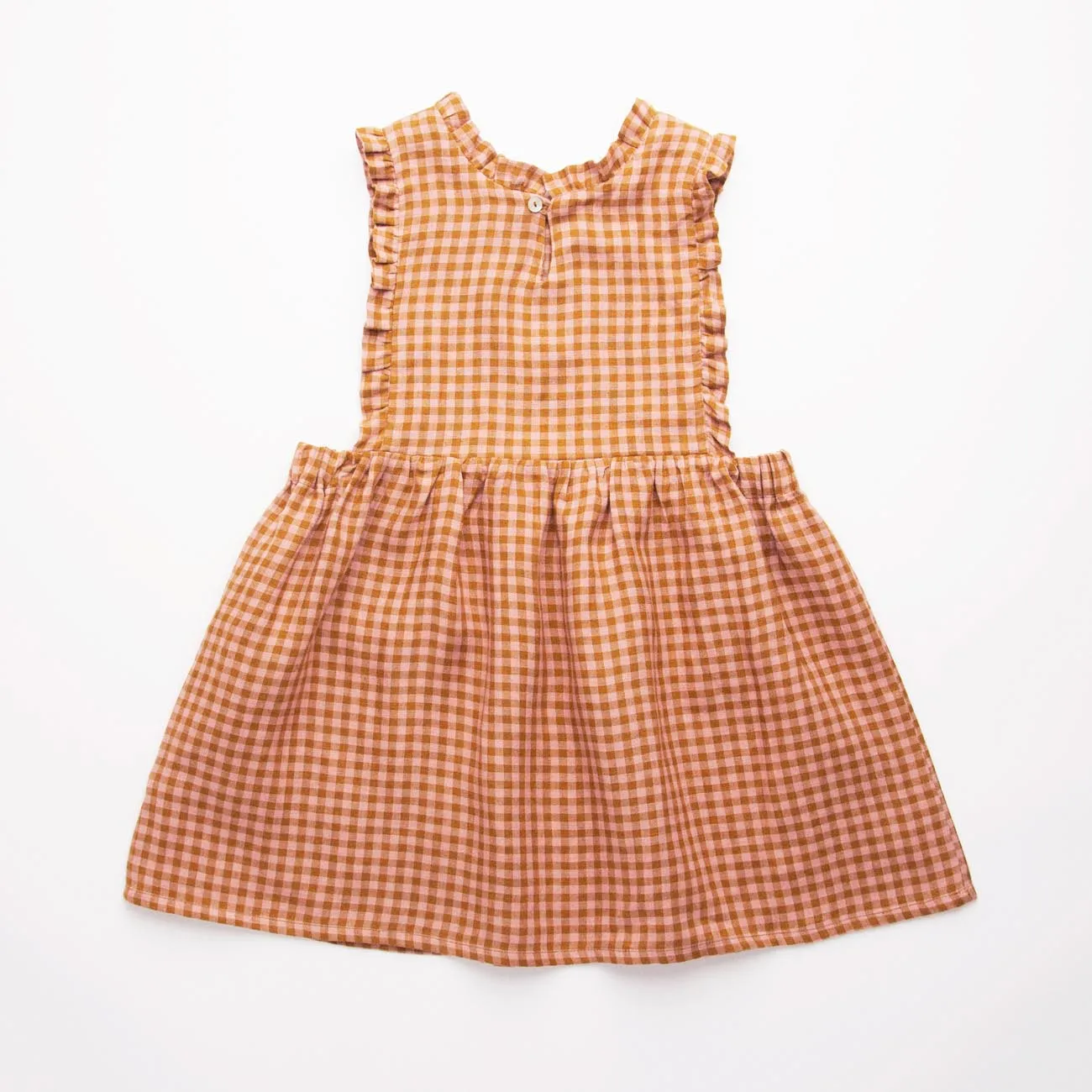 The Mompany Marlow Pinafore jurkje rose linnen ruit
