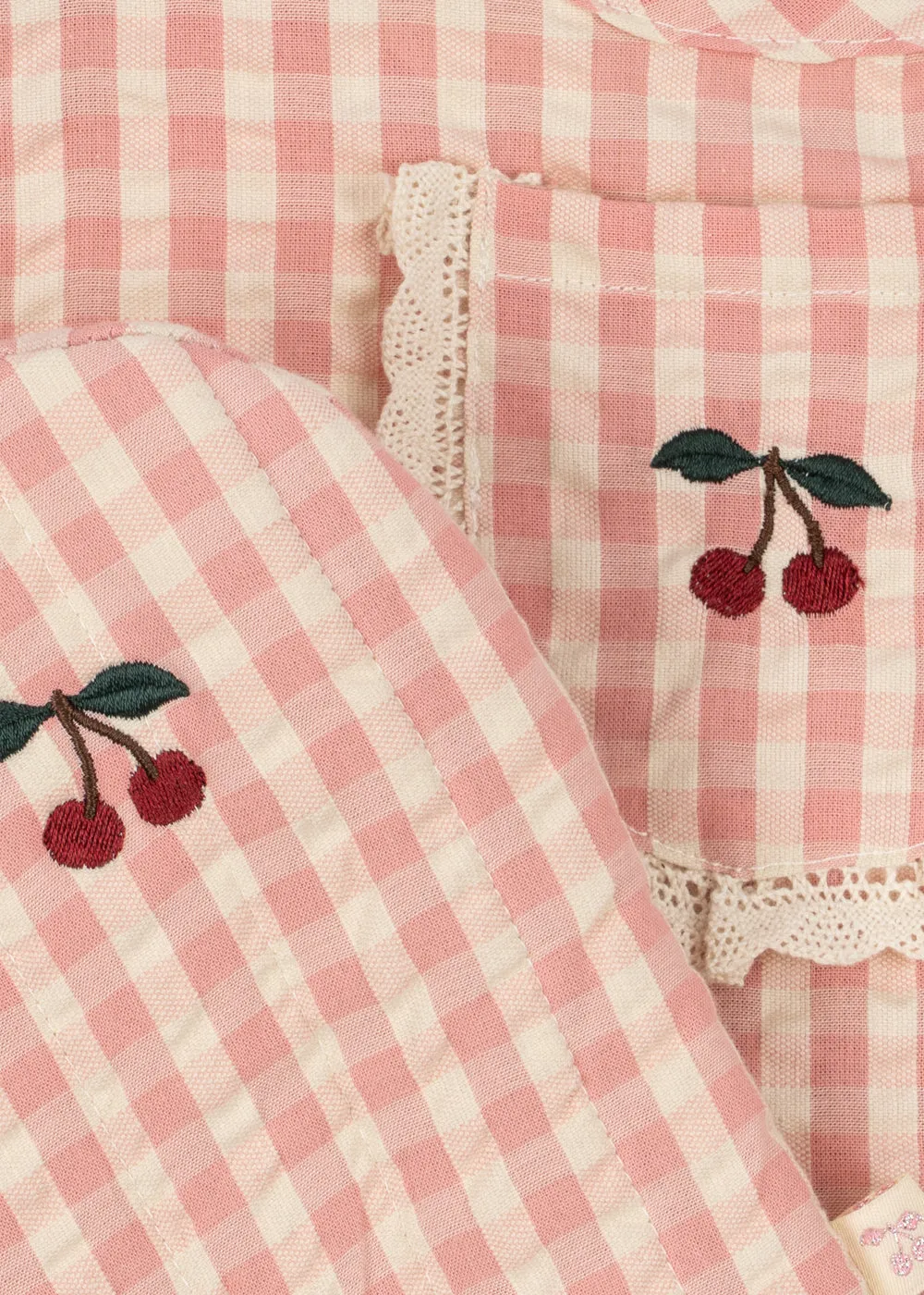 Konges Sløjd kinderschortset cherry check katoen