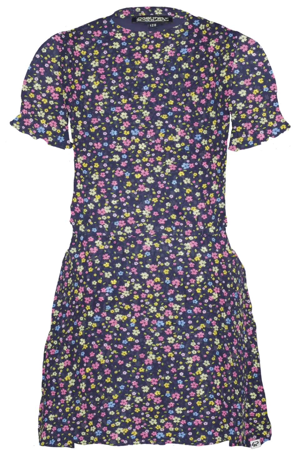4President Leena AOP Navy Flower jurk bloemen