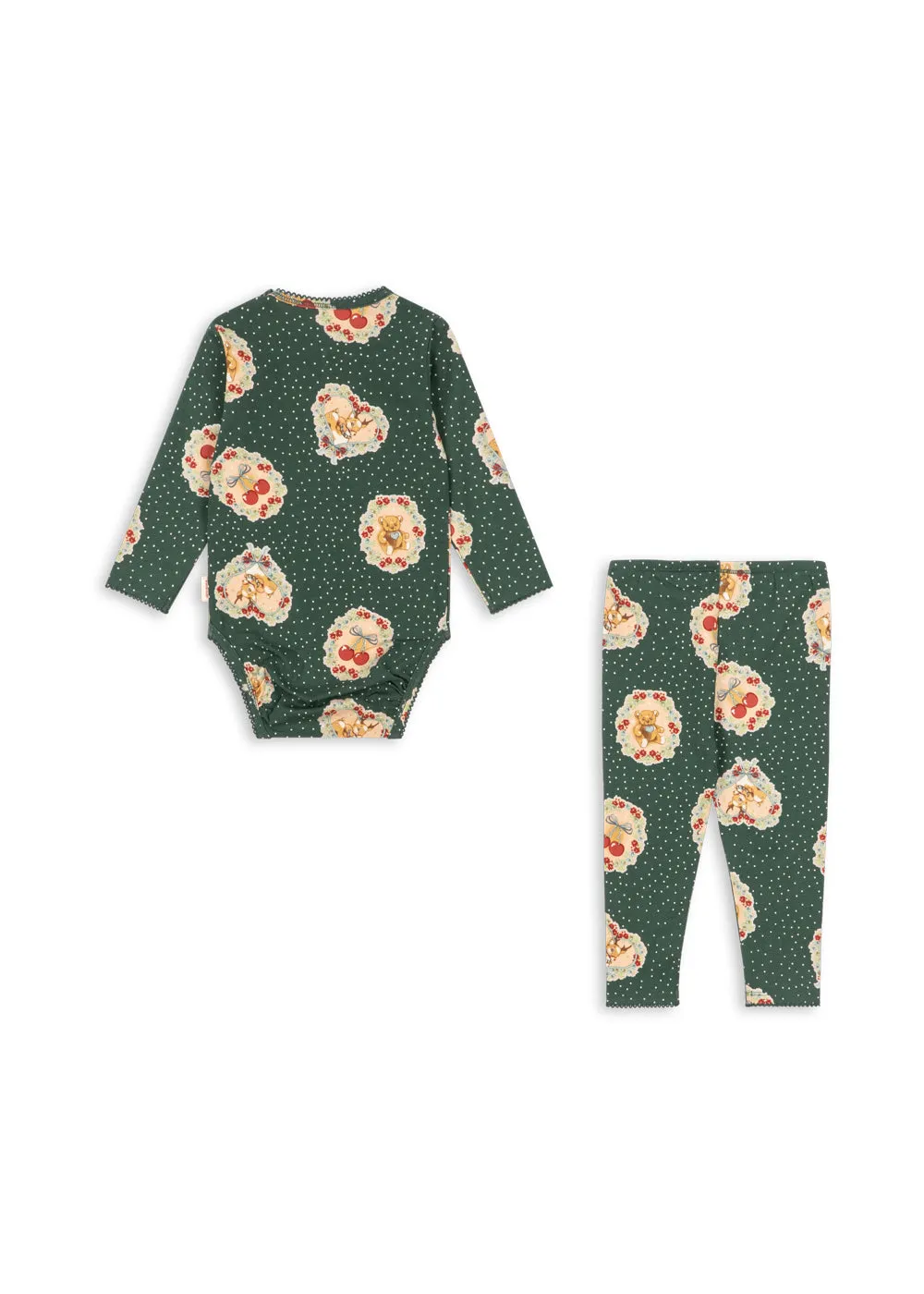Konges Sløjd Basic Romper Broek Set deer diary green biokatoen
