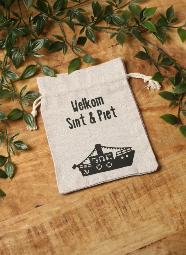 Een presentje Pepernootzakje jute met naam