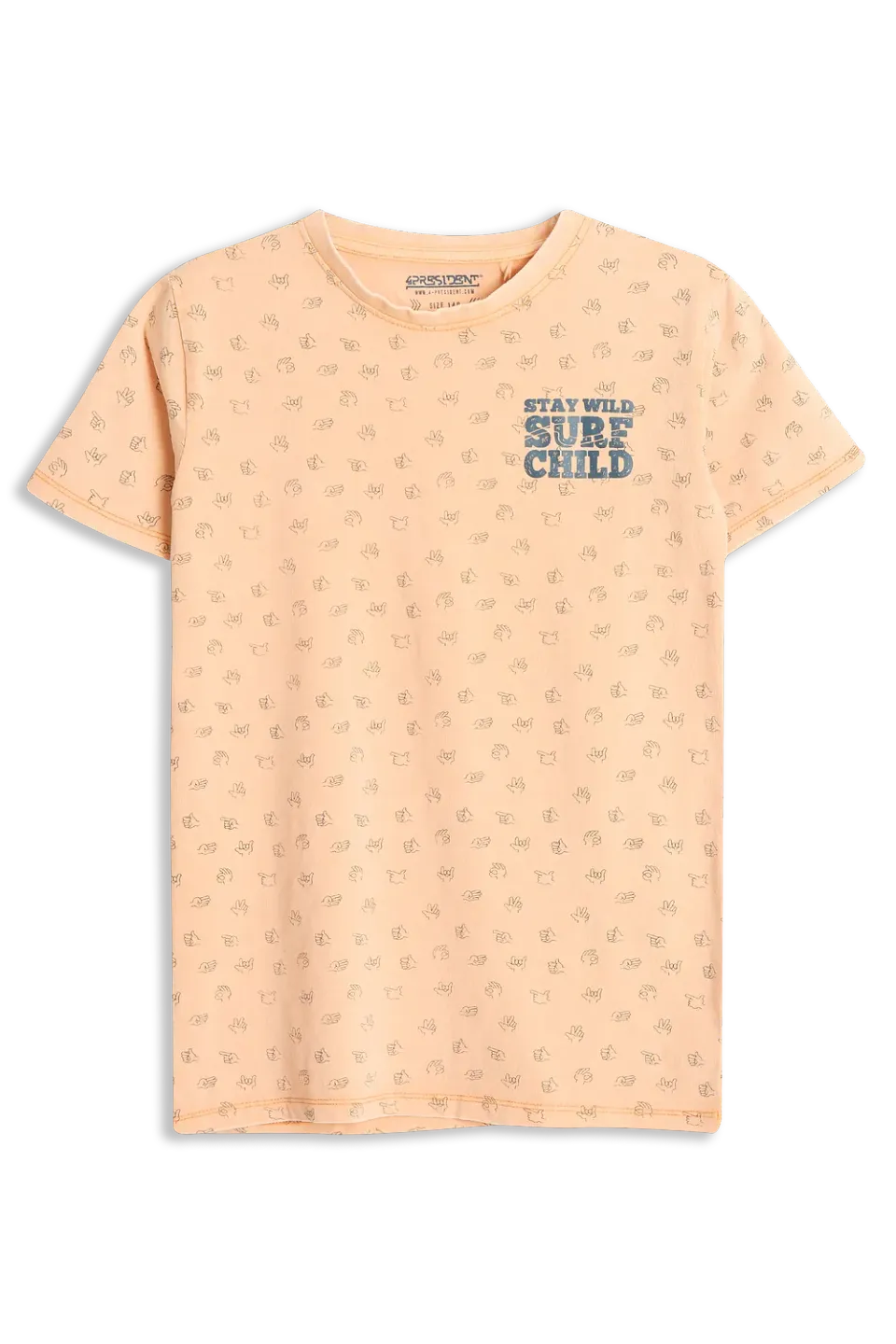4PRESIDENT Olle Orange T-shirt acid wash surf