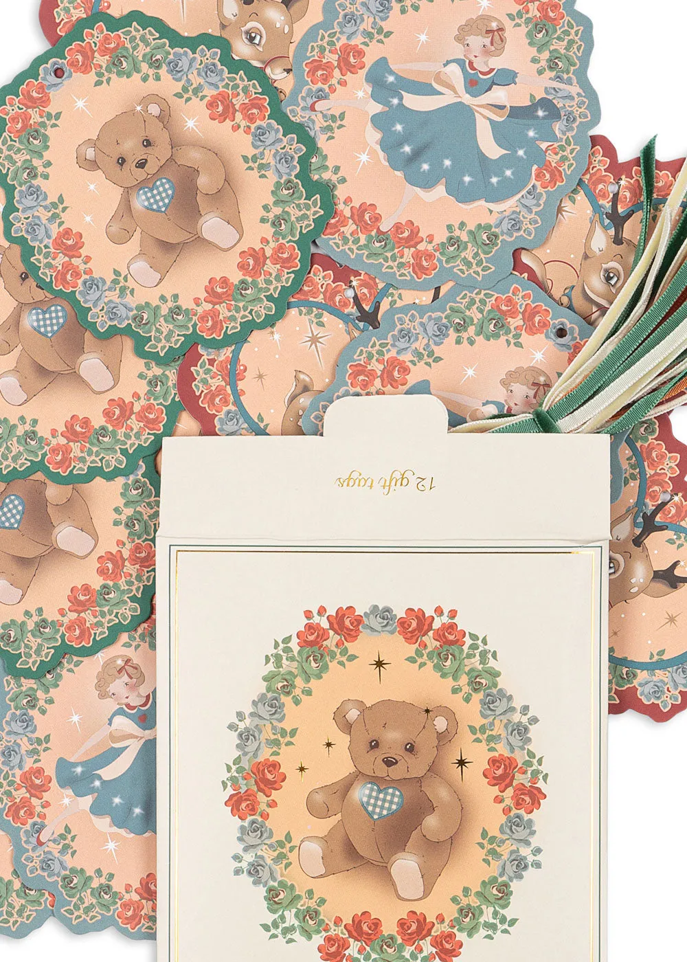 Konges Sløjd kerstcadeaulabels deer diary teddy 12st