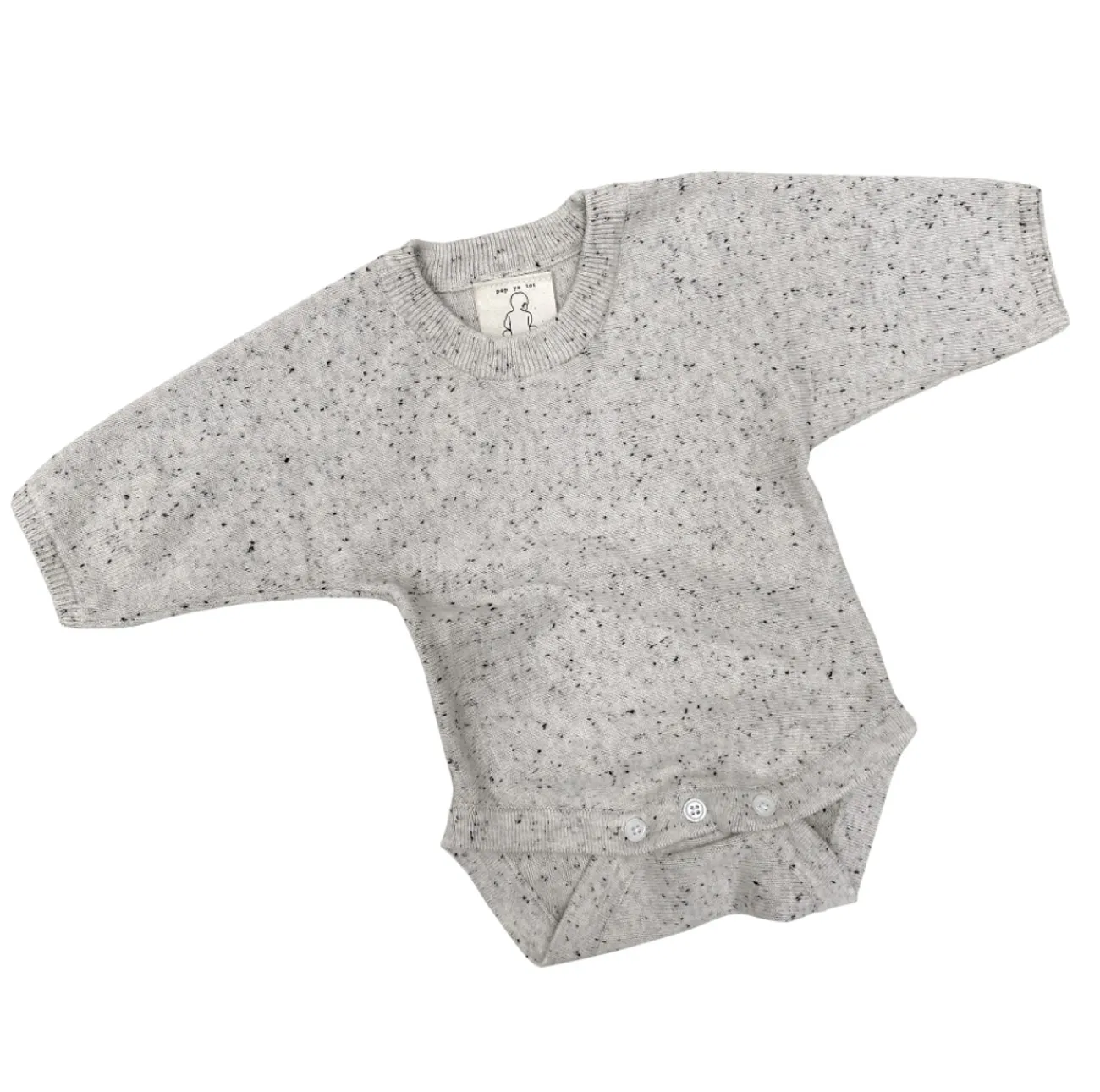 The Mompany Fleck gebreide bodysuit grijs zacht katoen