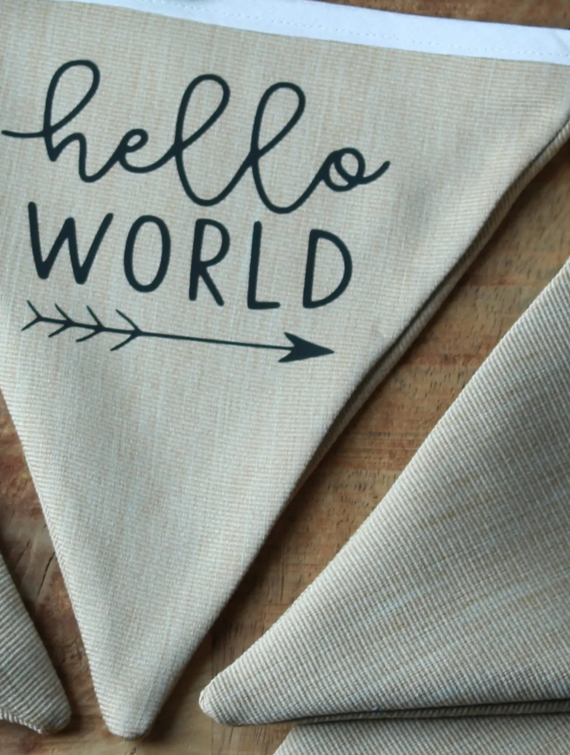 Een presentje Hello World vlaggenlijn 150 cm wit katoen