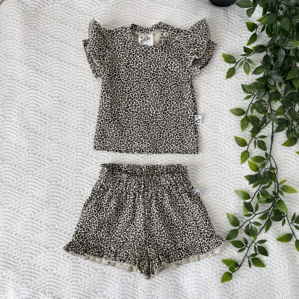 SODA FASHION Luipaard Ruffle Shirt korte mouw