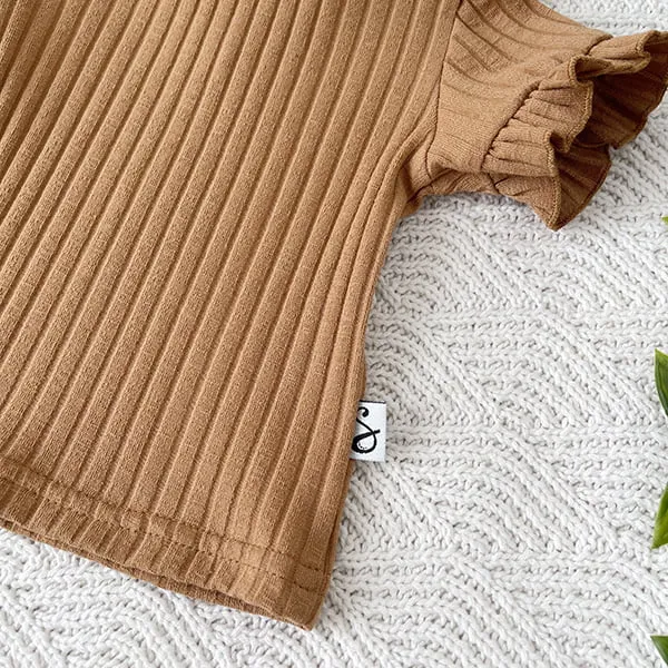 SODA FASHION Special Ruffle Brede Rib broekje camel