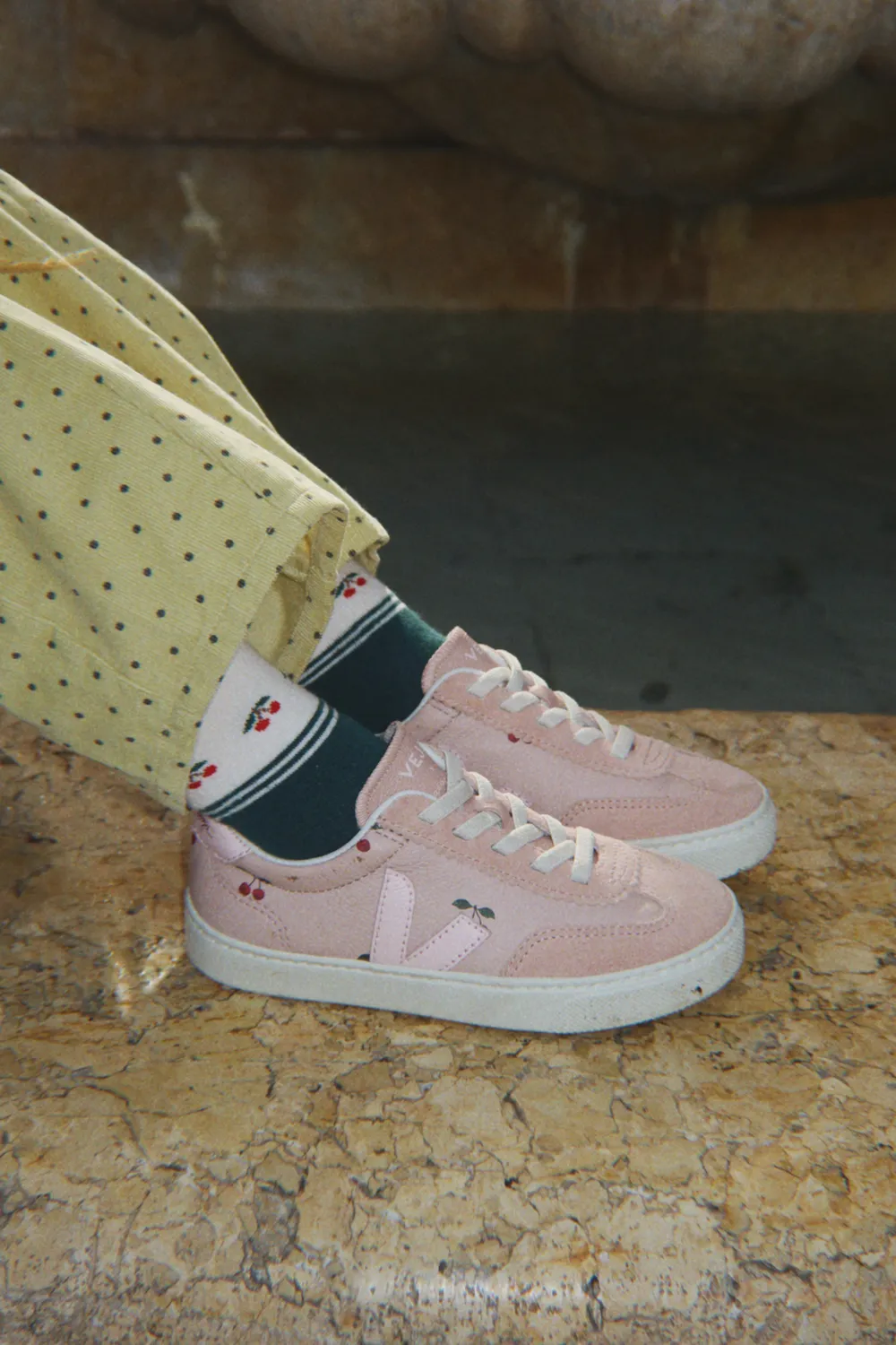 Konges Sløjd Veja x KS Kindersneaker Cherry Petale leer