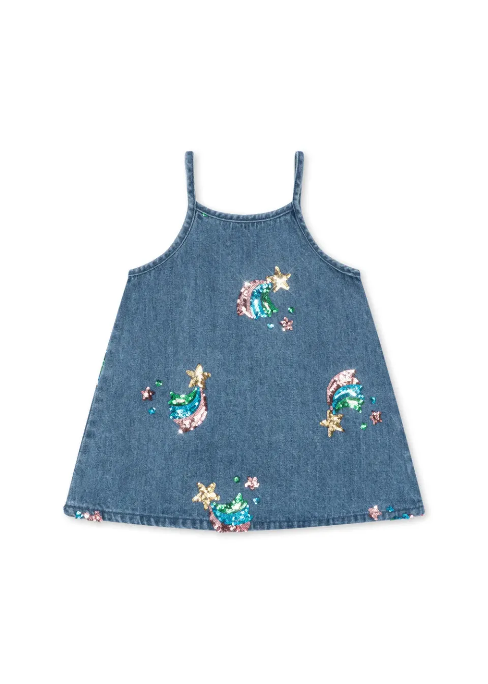 Konges Sløjd Magot Pailletten Bandjesjurk rainbow star denim
