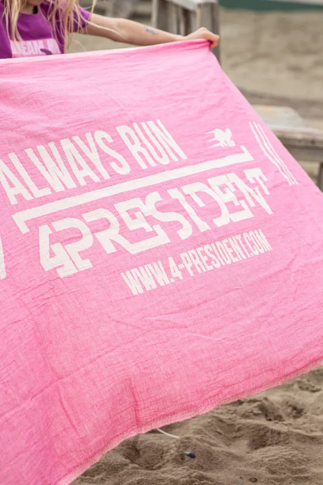 4PRESIDENT Hamamdoek strandlaken roze dubbellaags