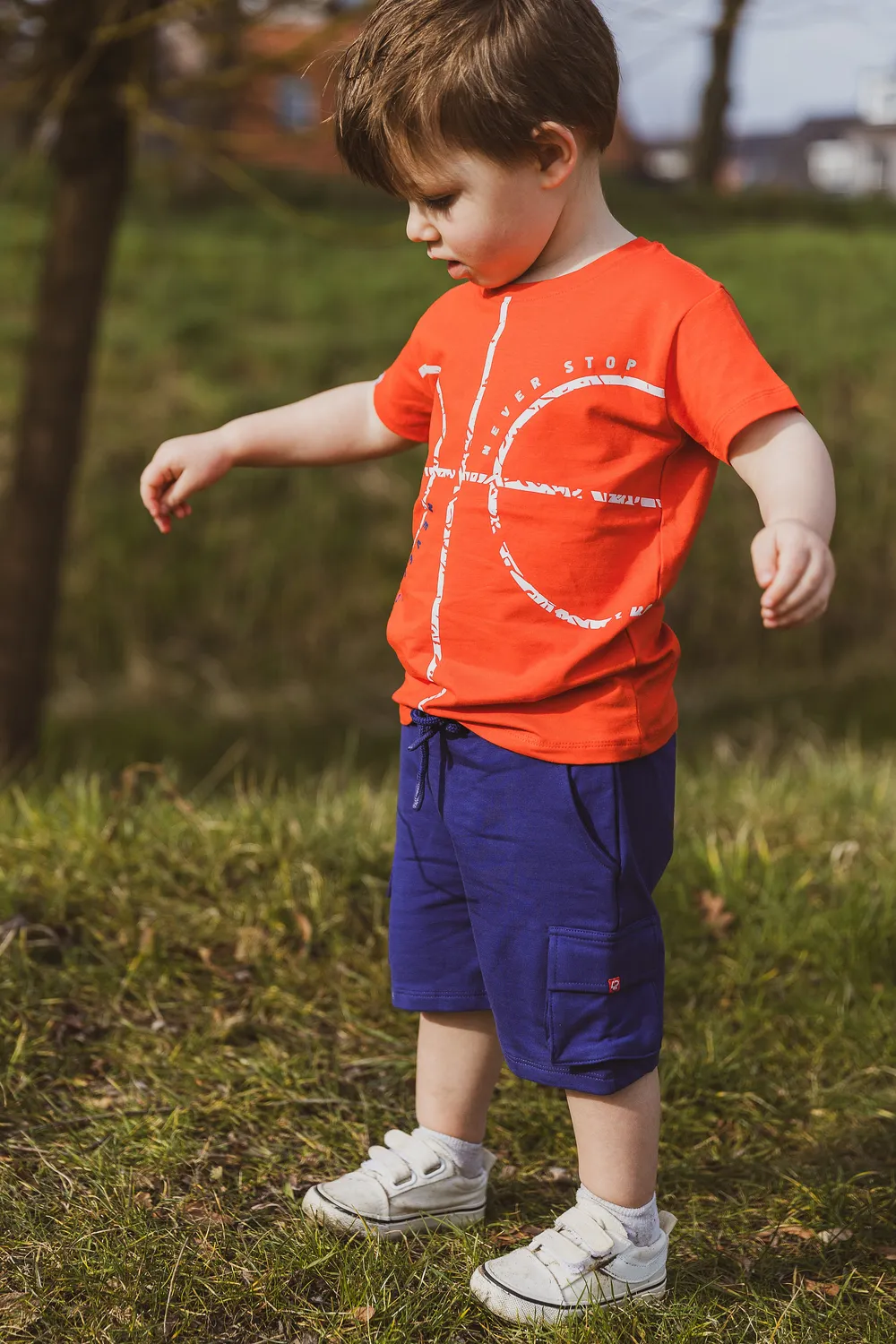 4President Orvil short jongens blauw katoen