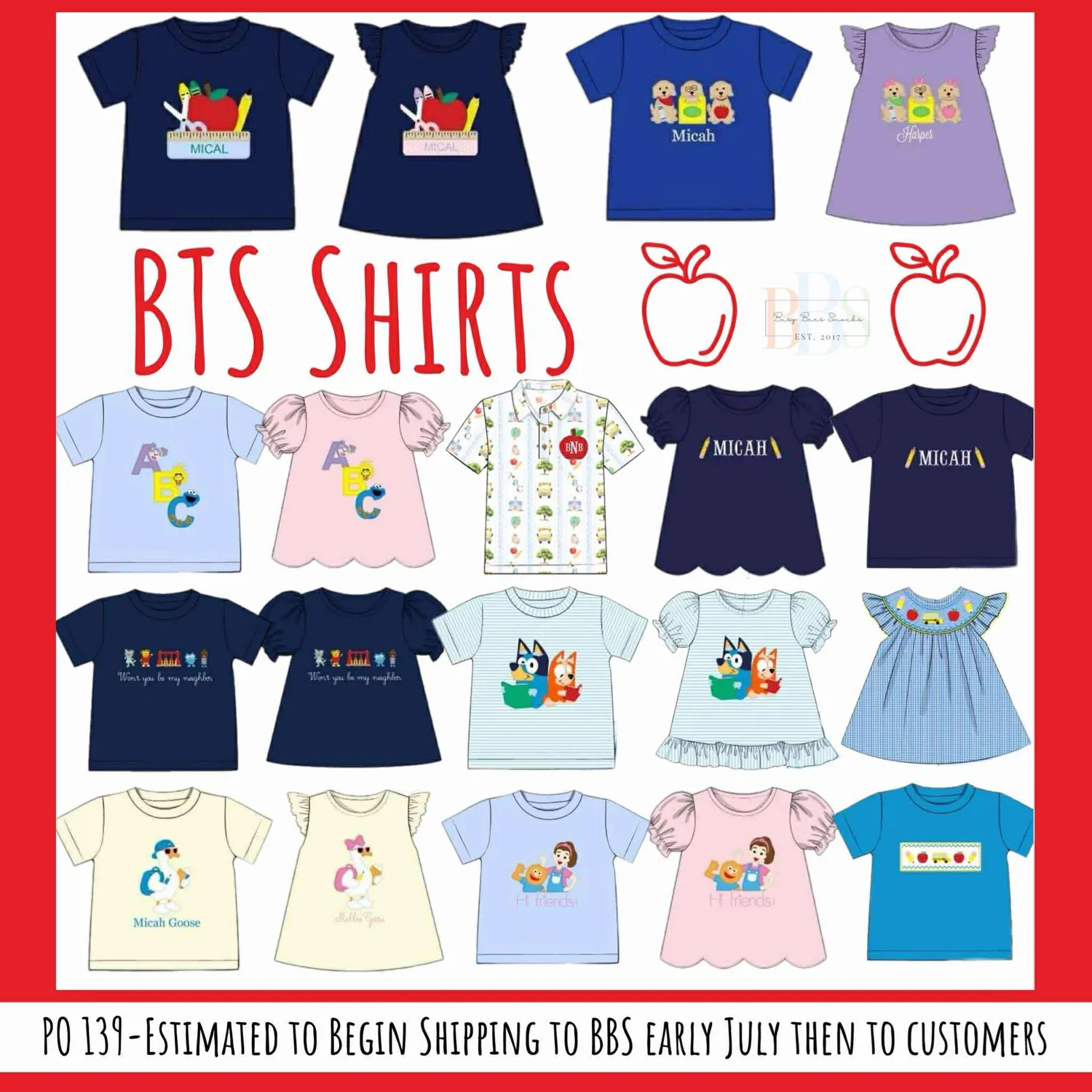 Busy Bee Smocks BTS Goose Appliqué Shirt Maat 8 Tricot