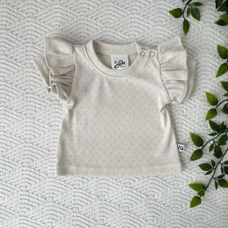 SoDa Fashion Ruffle Shirt Pointelle Naturel baby shirtje