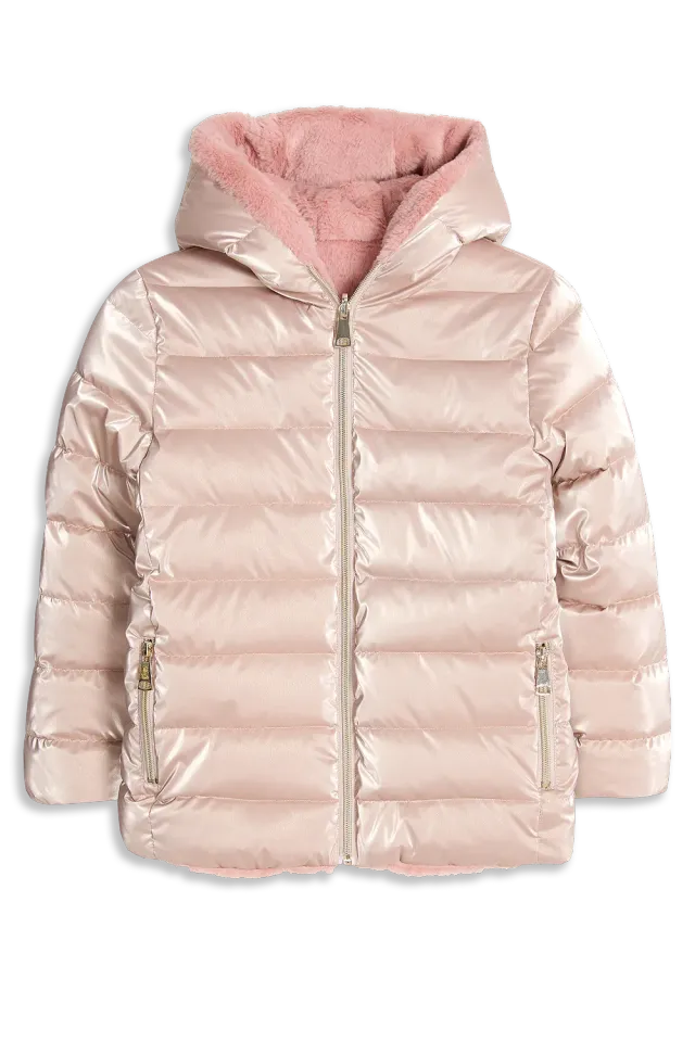 4President Poppy Pink winterjas meisjes omkeerbaar