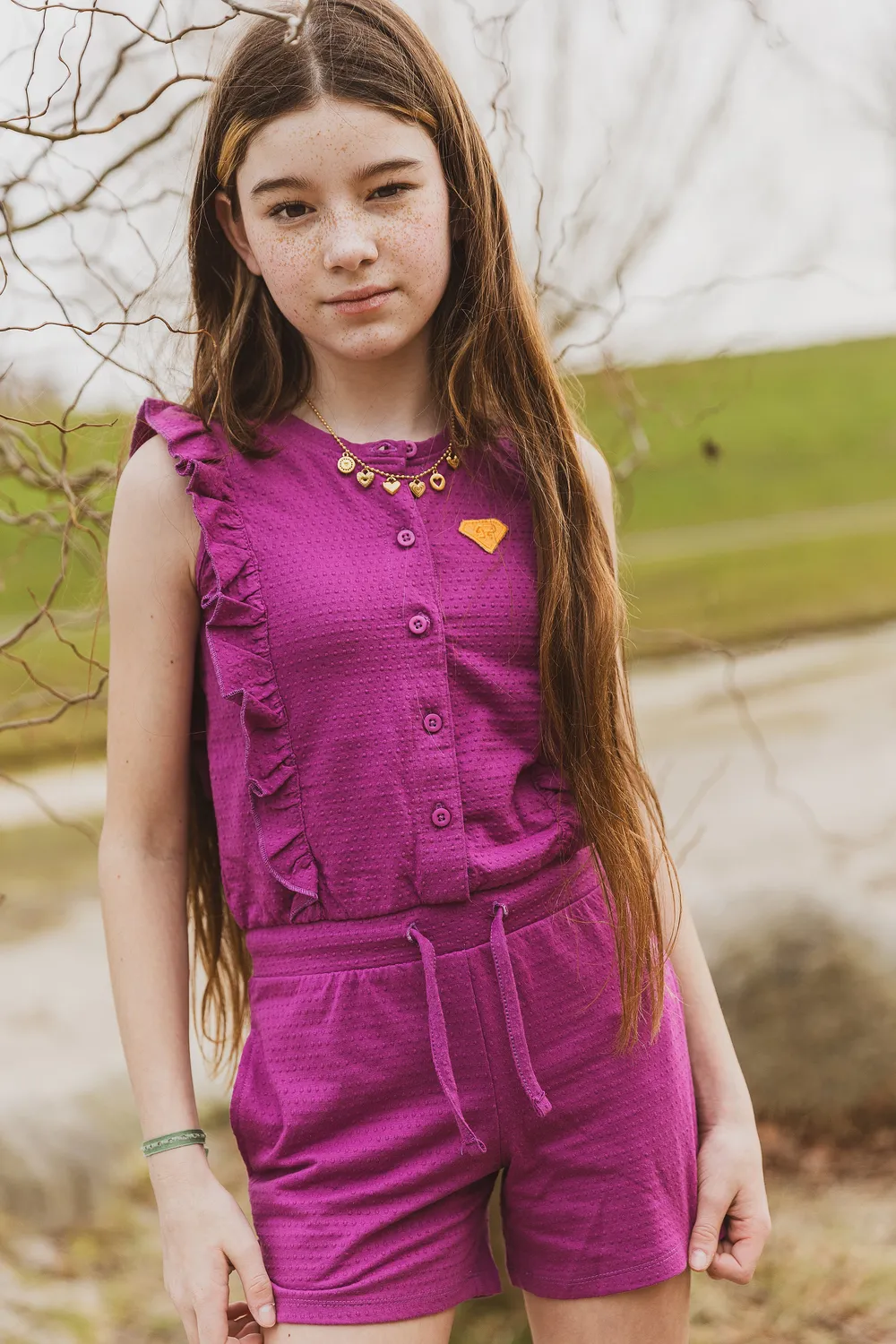 4PRESIDENT Natasha.FF Purple playsuit paars stippen