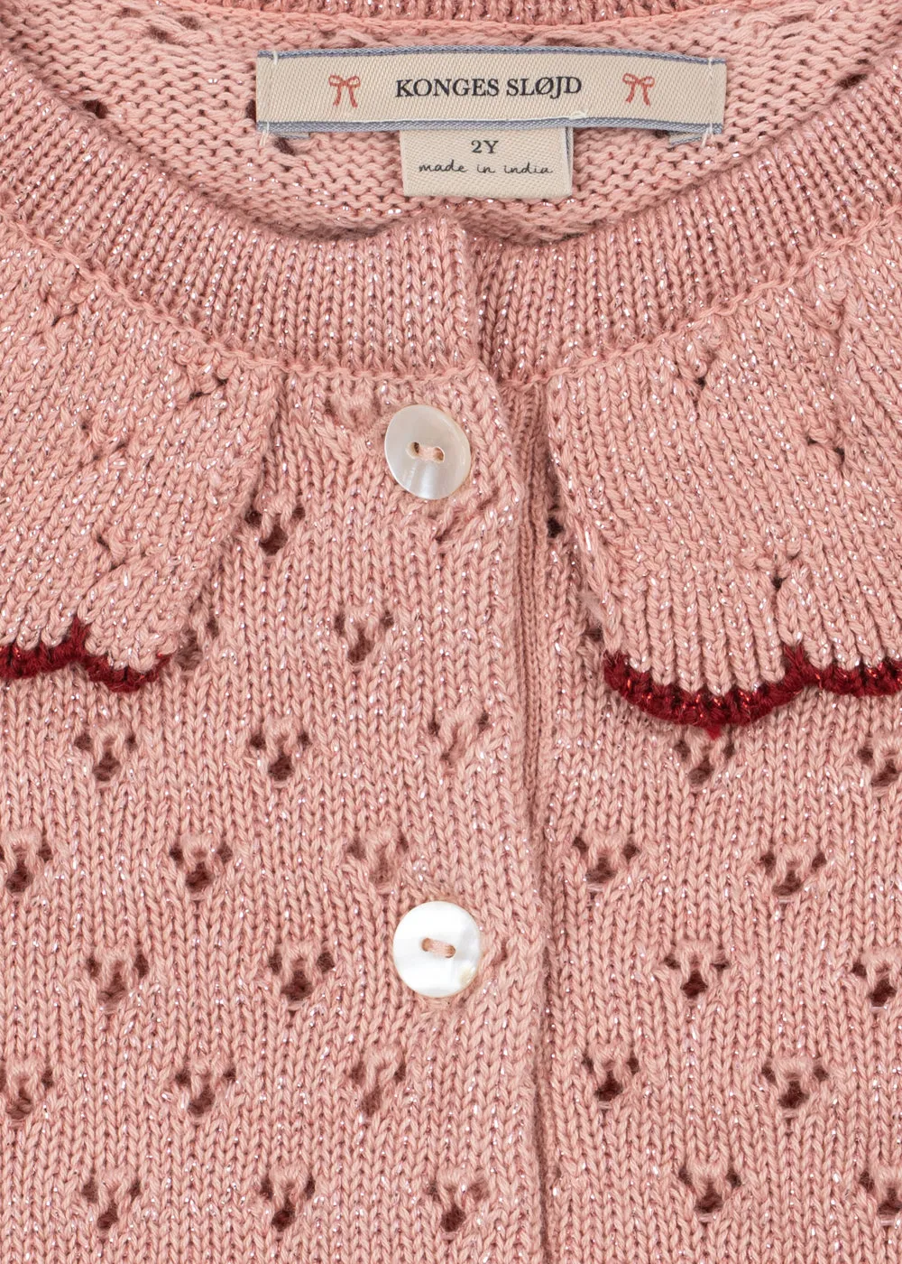 Konges Sløjd Holiday cardigan mellow rose katoen glitter