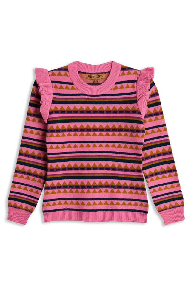4PRESIDENT Kapri Trui Pink jacquard ruches