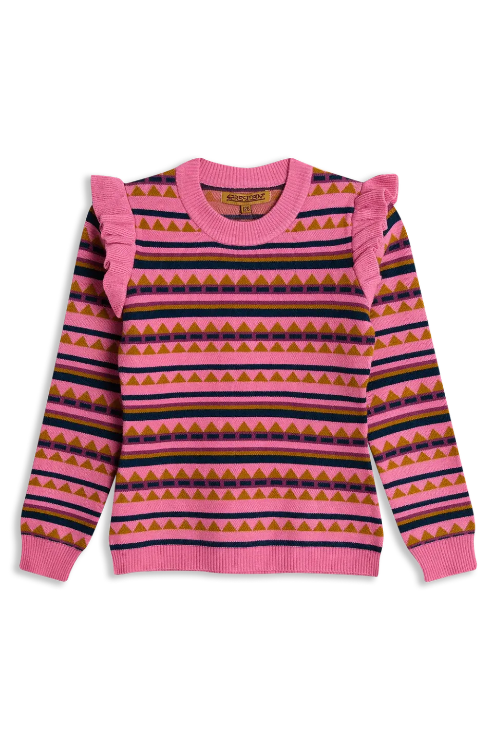 4PRESIDENT Kapri Trui Pink jacquard ruches