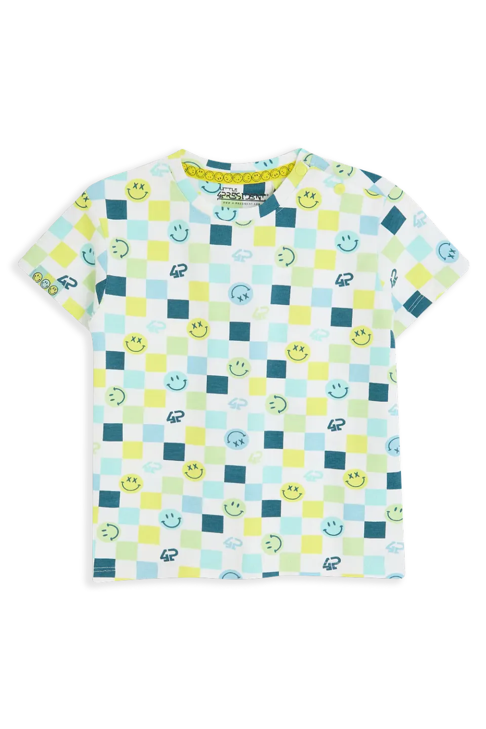 4PRESIDENT Pippin T-shirt jongens wit knoopjes stretch