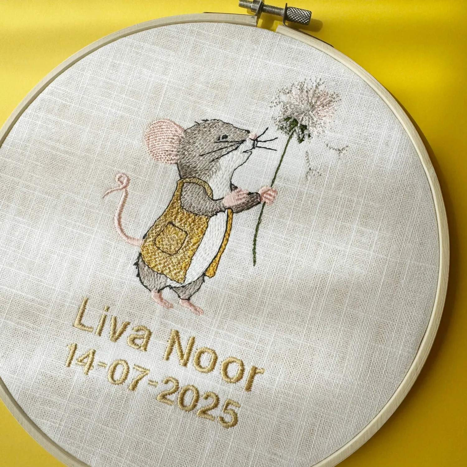 SODA FASHION Borduurring Geboorte muis babydecoratie