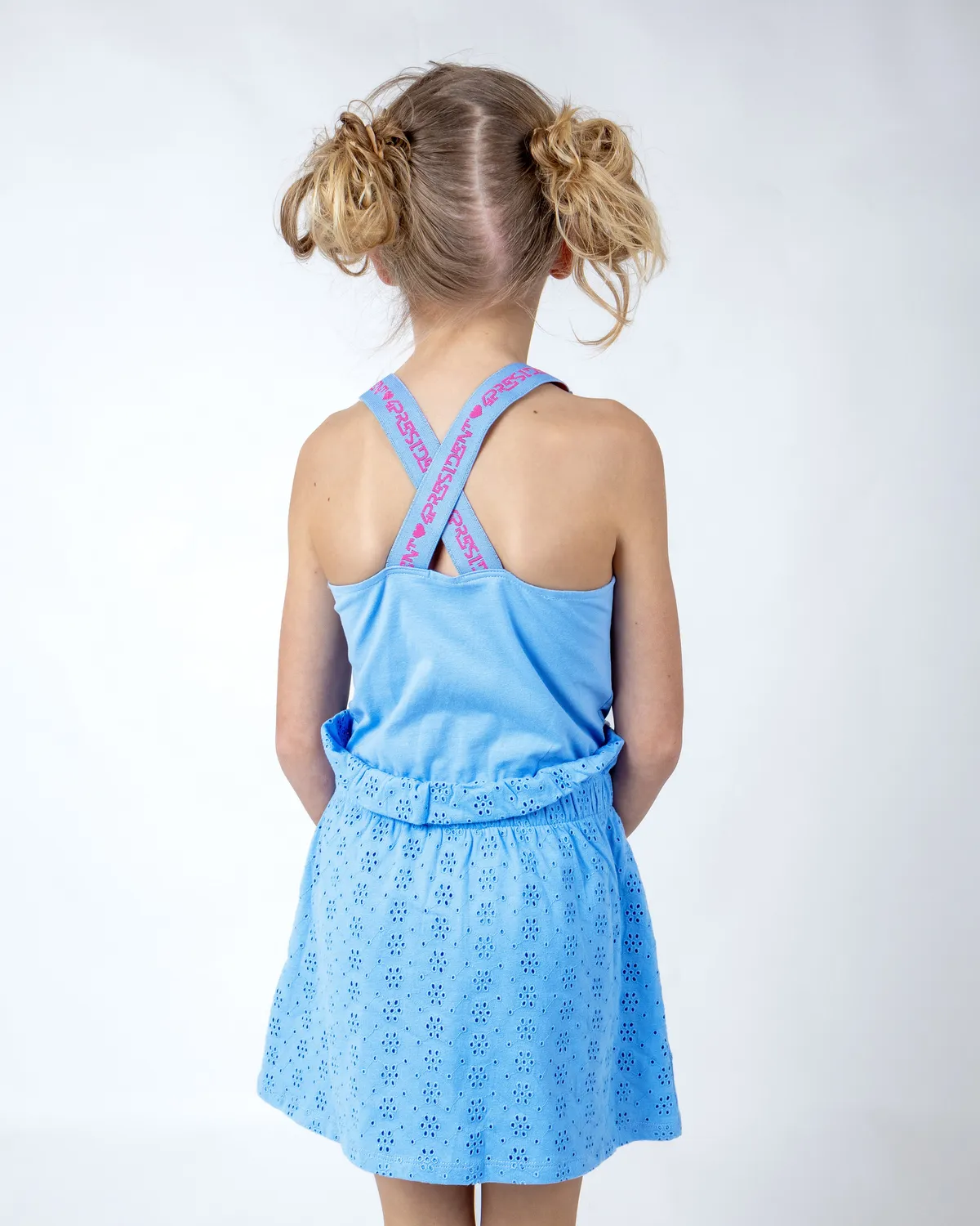 4PRESIDENT Louise Midle Blue meisjesjurk racerback