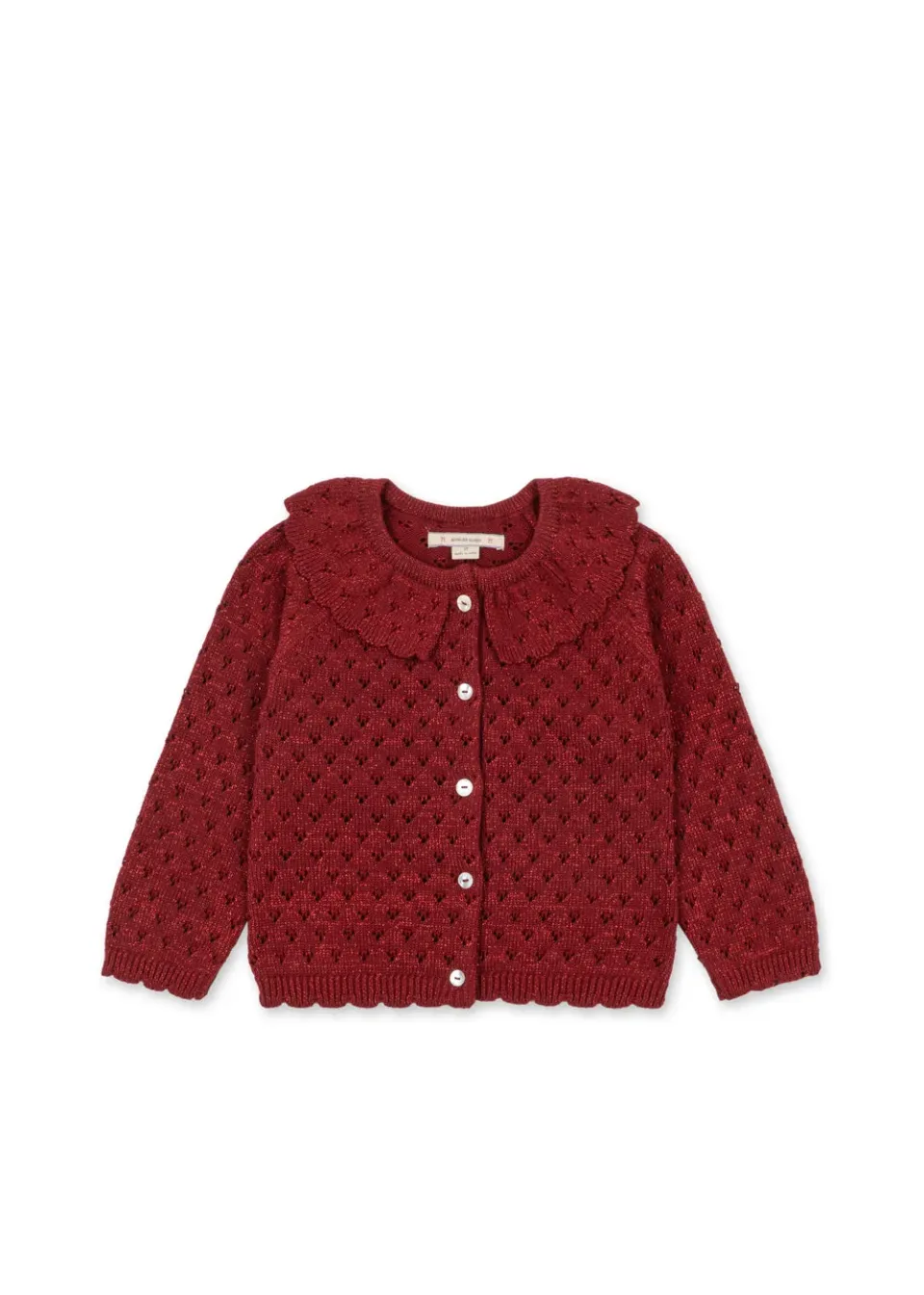 Konges Sløjd Holiday cardigan Red Dahlia glitterkatoen