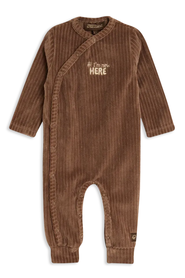 4PRESIDENT Zareen Brown jumpsuit velvet rib overslag