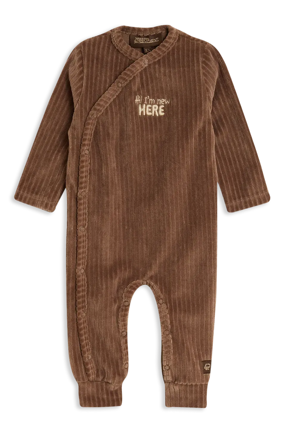 4PRESIDENT Zareen Brown jumpsuit velvet rib overslag