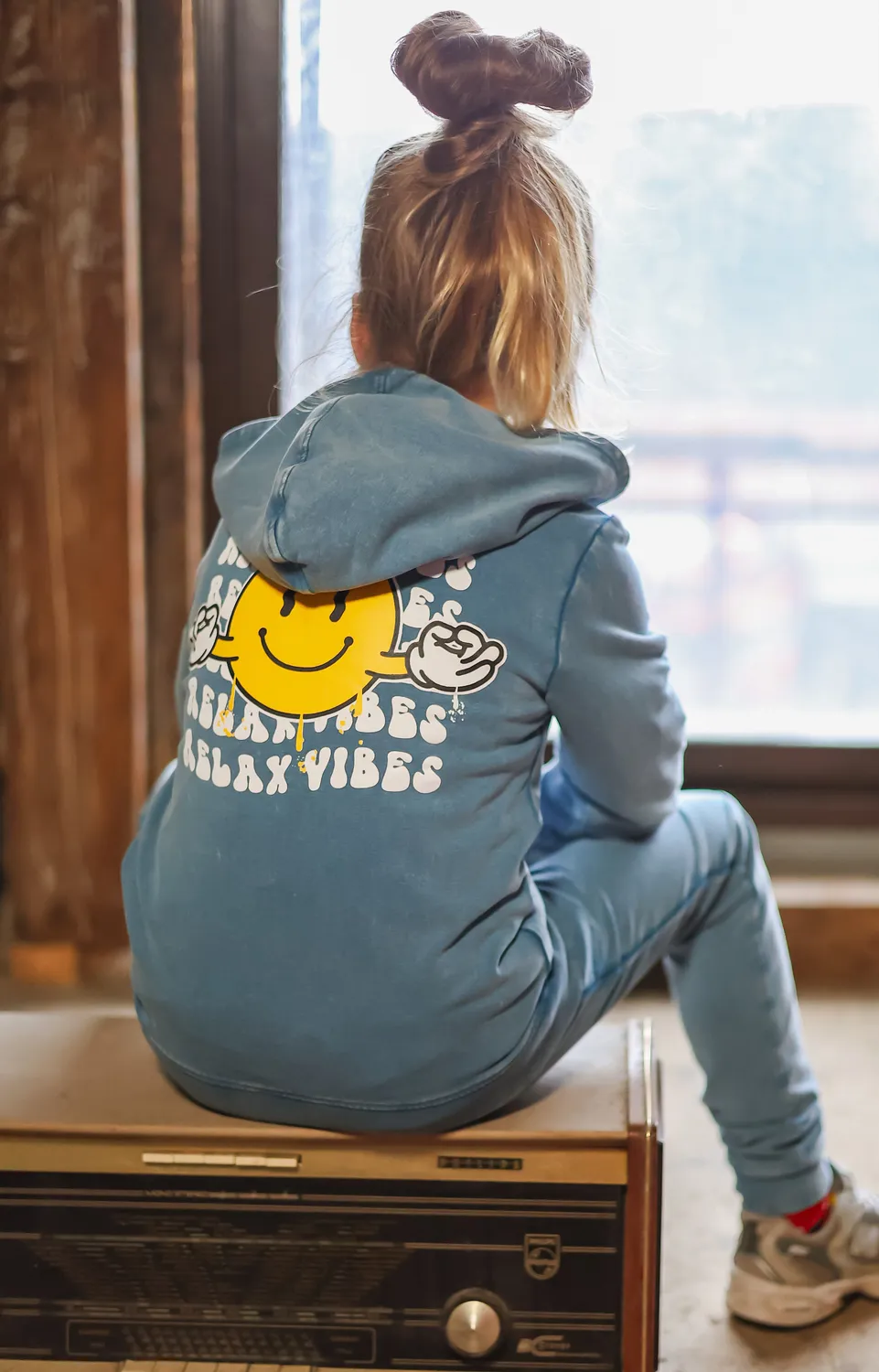 4President Noa hoodie blauw relax vibes katoen