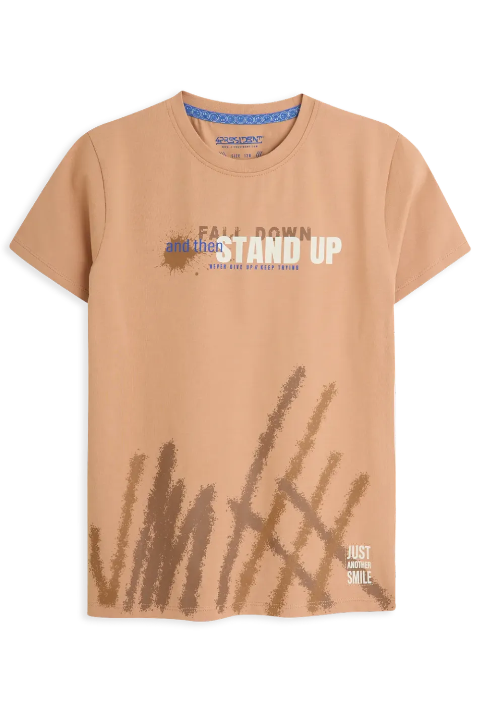 4President Paolo T-shirt bruin print jongens