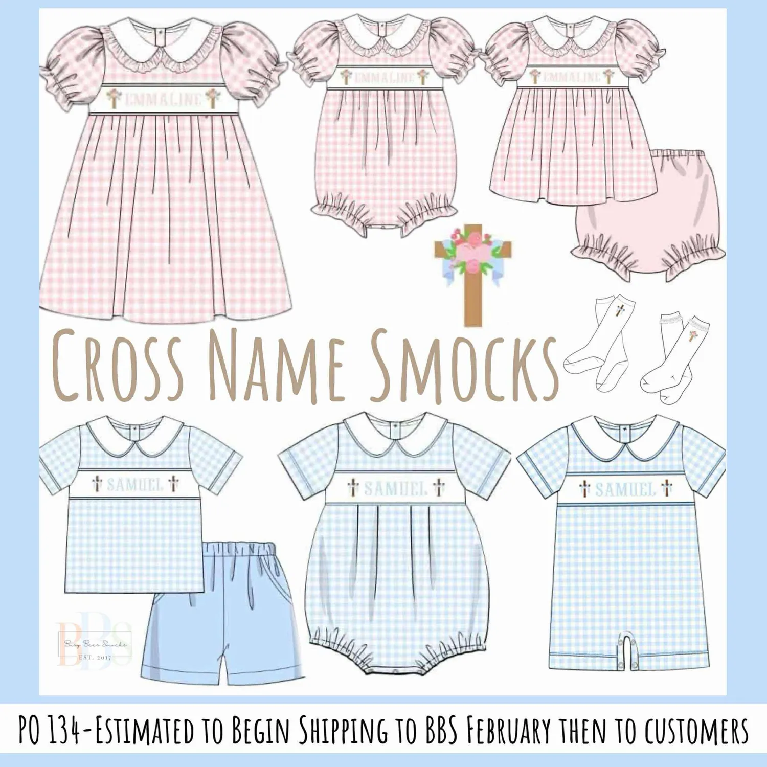 Busy Bee Smocks Cross Name Smocks Sokken jongen L 5-6