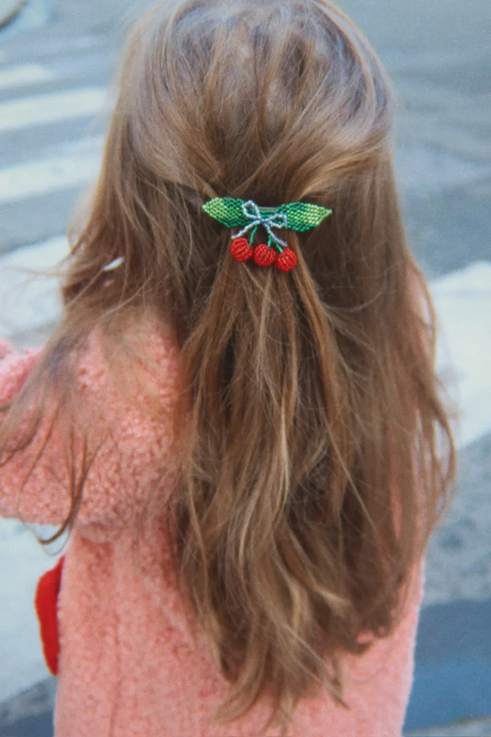 Konges Sløjd Cherry Haarclip Strik Rood glaskralen