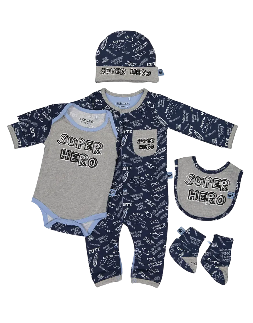 4President Baby Giftset Super Hero 5-delig katoen