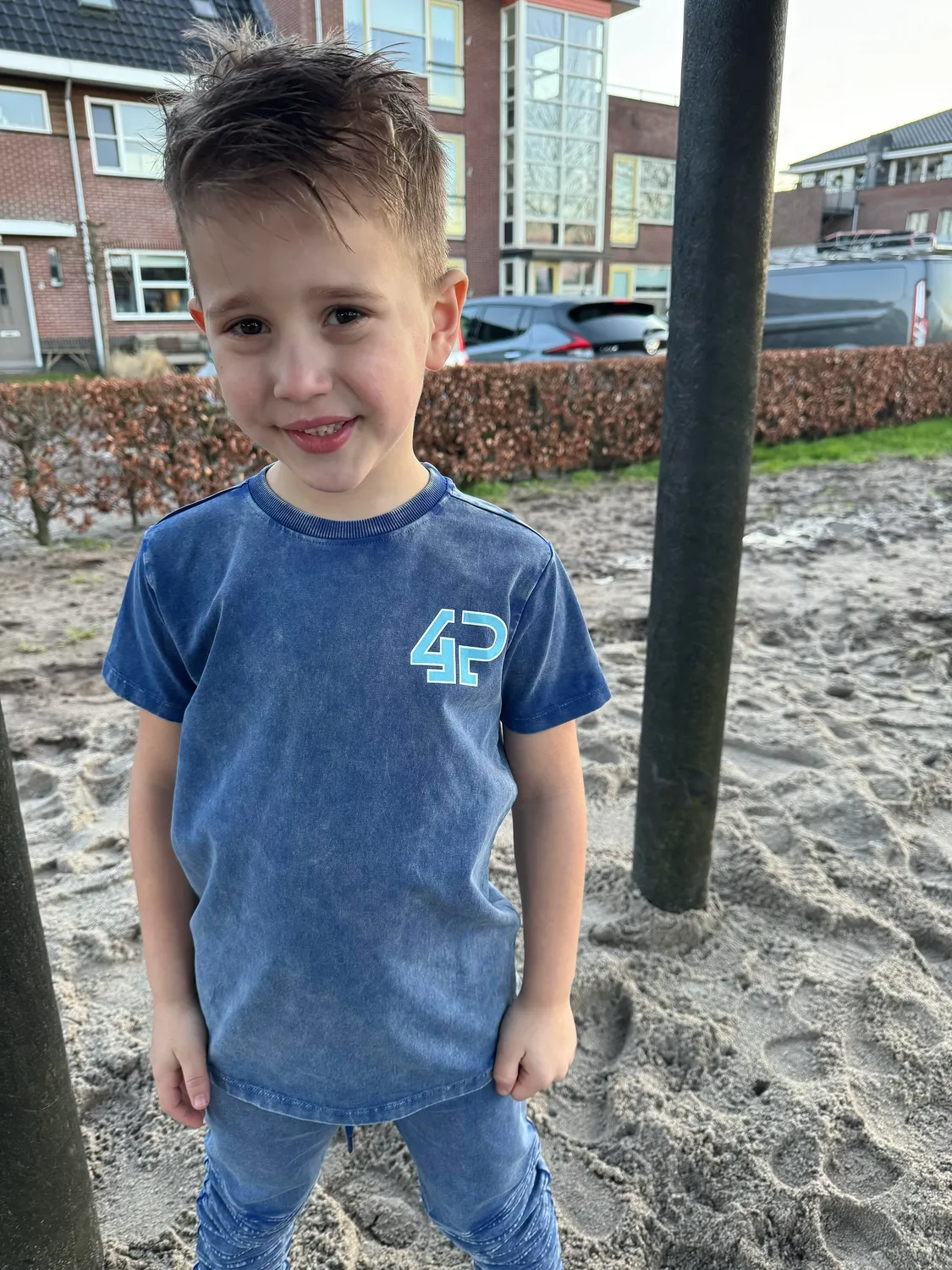 4President Thomas t-shirt jongens blauw acid wash