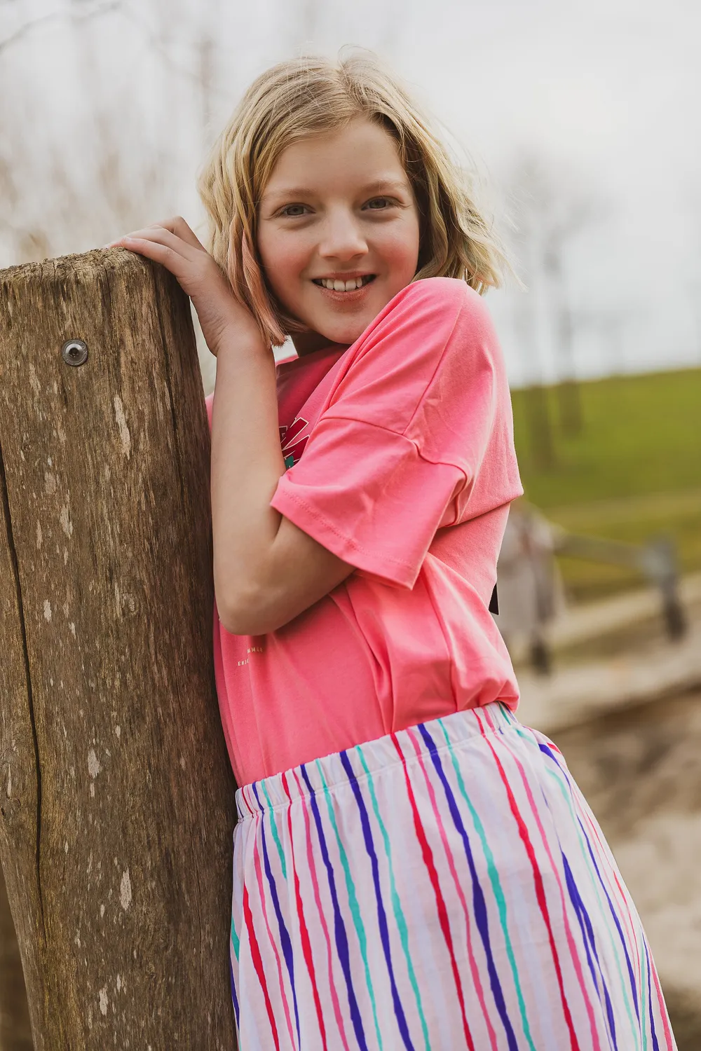 4PRESIDENT Ruth rok pink strepen katoen