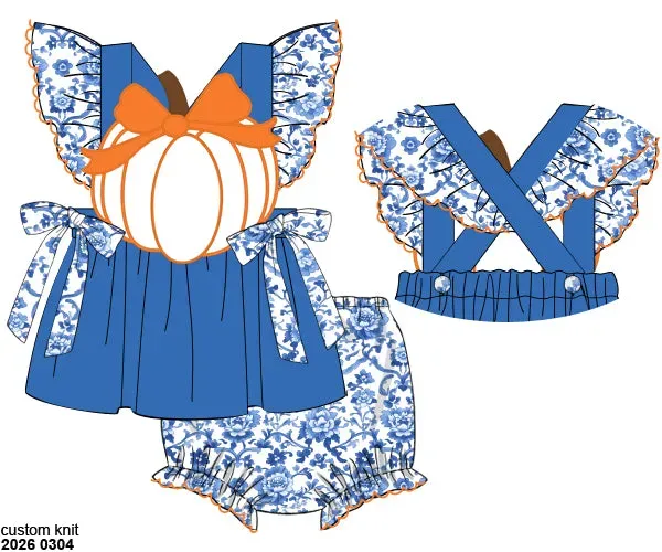 Busy Bee Smocks Chinoiserie Pumpkins bloomerset meisjes herfst